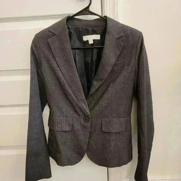 New York & Company Womens Blazer Size 0 Average Gray Pinstripe Jacket #I264 - Picture 1 of 5